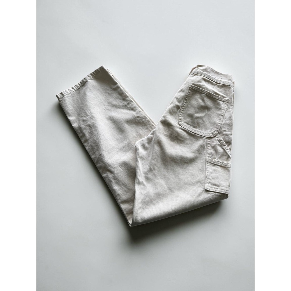 J. Galt Shanghai Off White Cream Carpenter Pants High Waisted Straight Leg Sz S